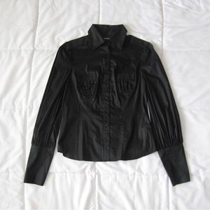 black bebe long cuff puff sleeve shirt!!